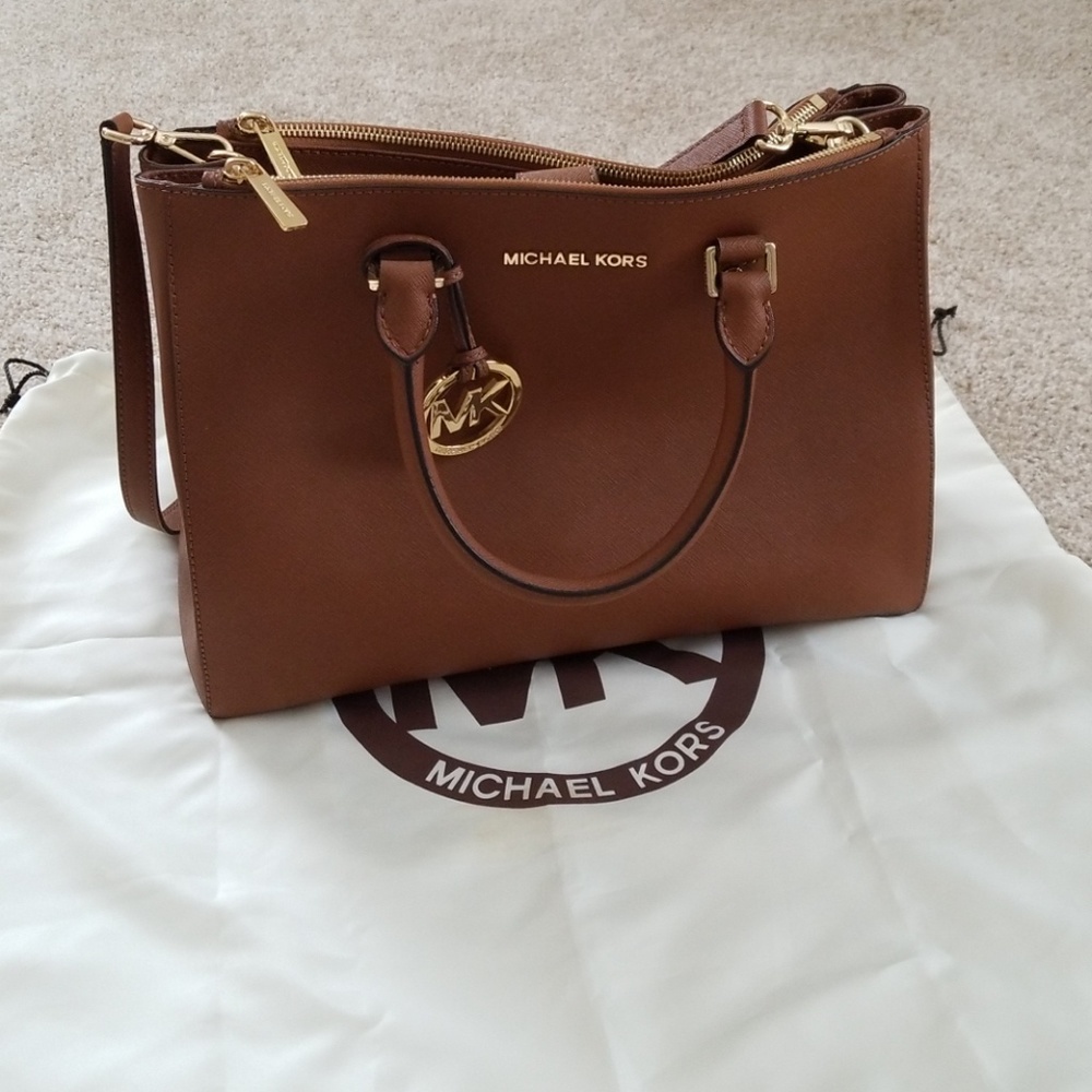 Michael Kors brown saffiano leather handbag